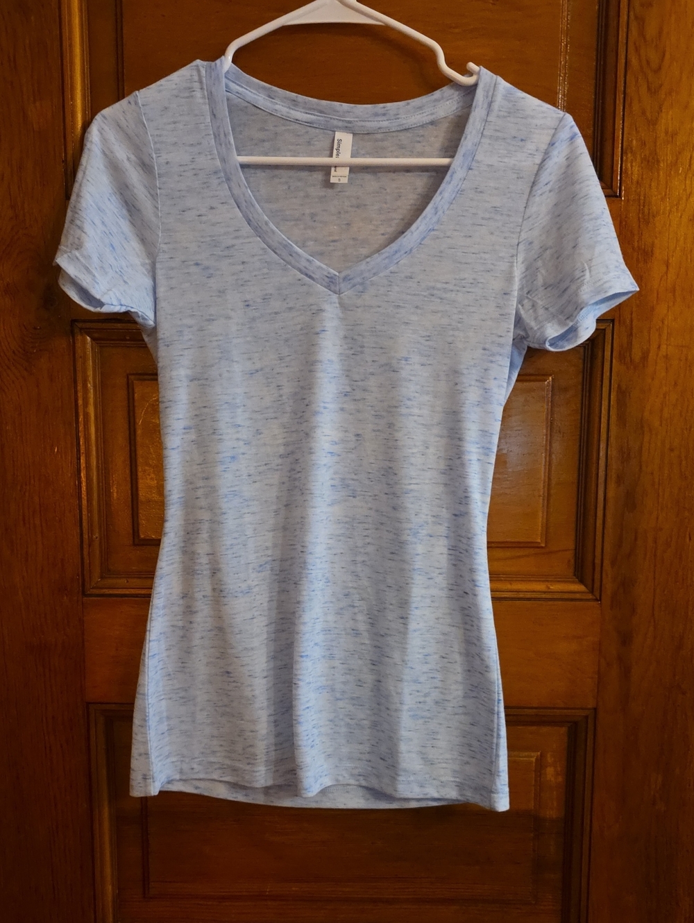 Nwot Simple Heathered Sky Blue V-Neck Short Sleeve Tee